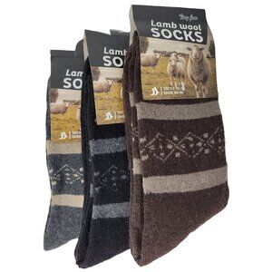 Men's Lamb Wool Crew Socks, Warm Winter Heavy Duty Boot, Size 10-13, 3 Pairs NEW
